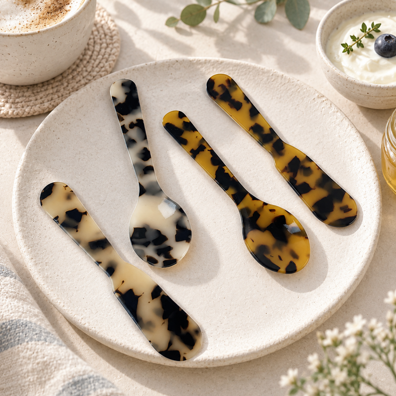 CouldNook Marbled Mini Dessert Utensil - Colorful Resin Look