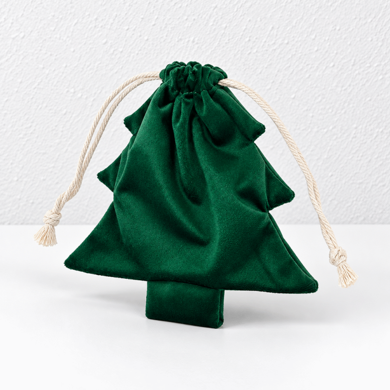 CouldNook Christmas Tree Drawstring Bag - Plain Fabric Pouch
