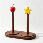 CouldNook Wooden Paper Towel Holder - Star and Apple Tops