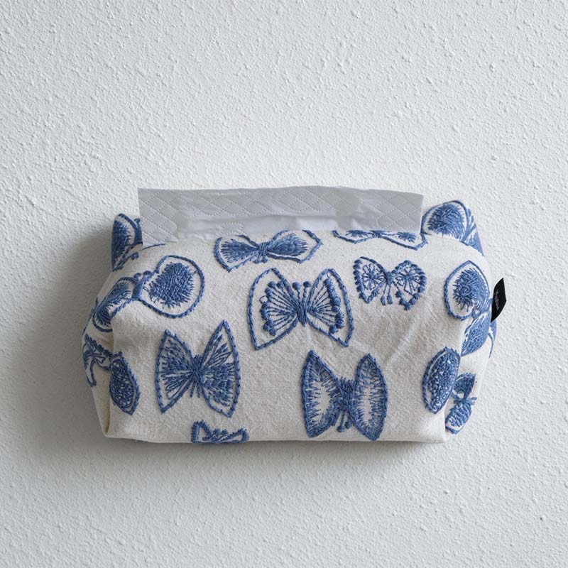 CouldNook Decorative Embroidered Tissue Cover - Stitched Motifs And Top Opening