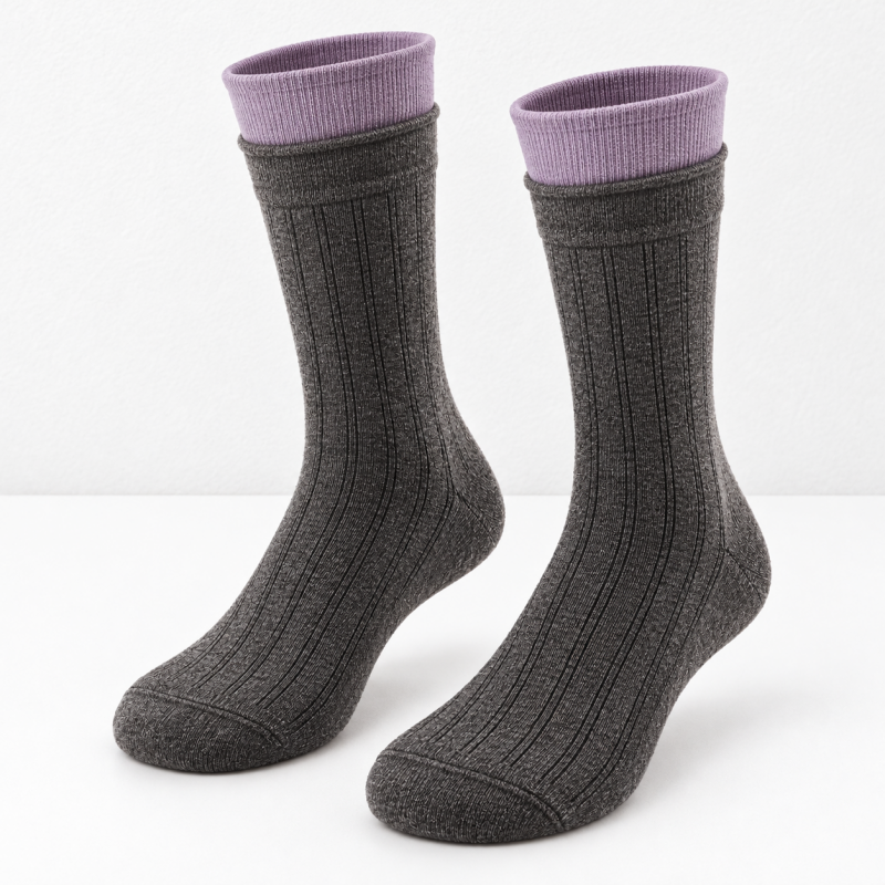 CouldNook Split-Toe Crew Socks - Double Cuff Contrast