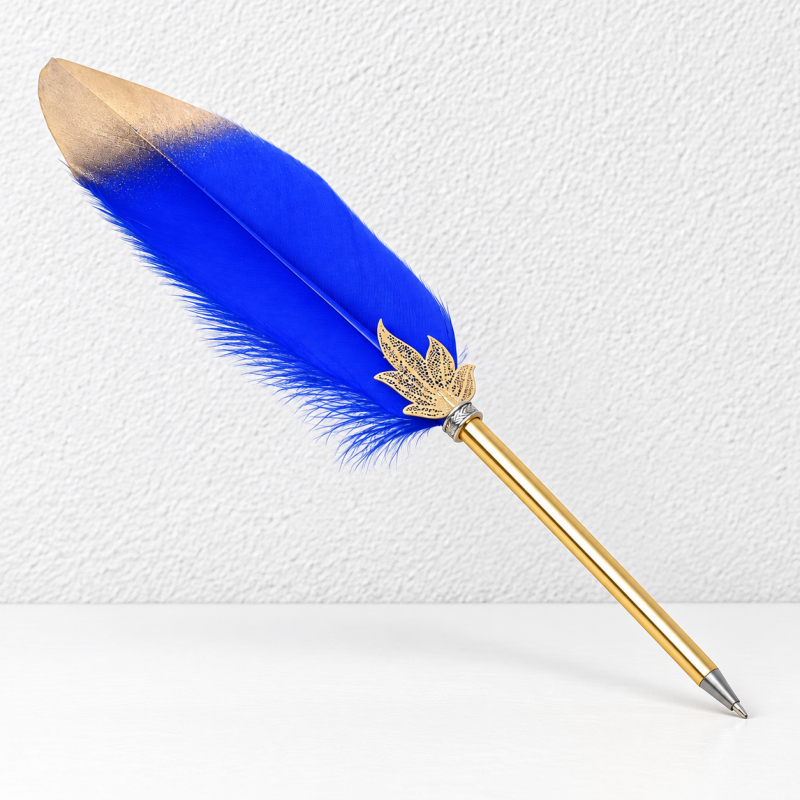 CouldNook Feather Ballpoint Pen - Gold-Tipped Plume and Maple Leaf Accent