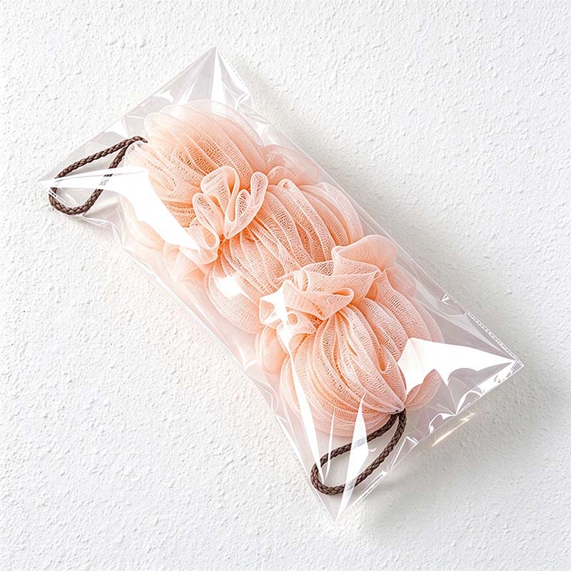 CouldNook Mesh Bath Scrubber - Three Gathered Sections And End Loops