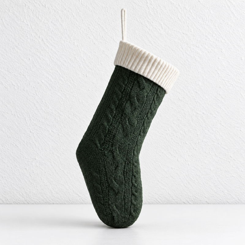 CouldNook Cable Knit Christmas Stocking - Ribbed Foldover Cuff