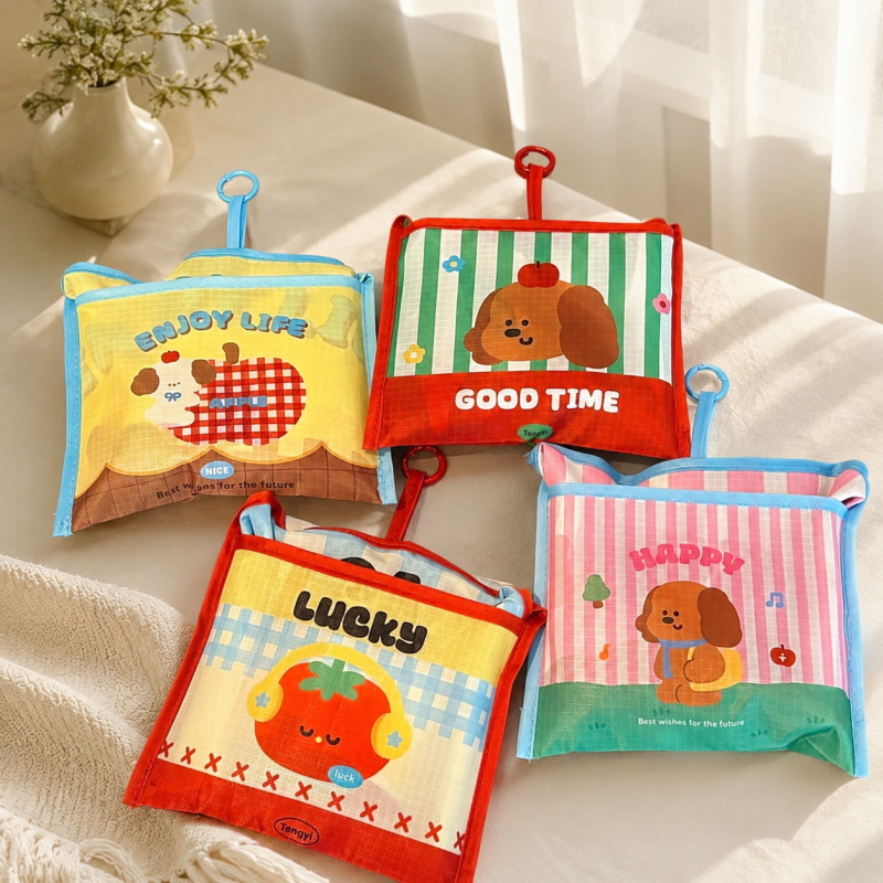 CouldNook Foldable Grocery Shopping Tote - Detachable Plush Charm