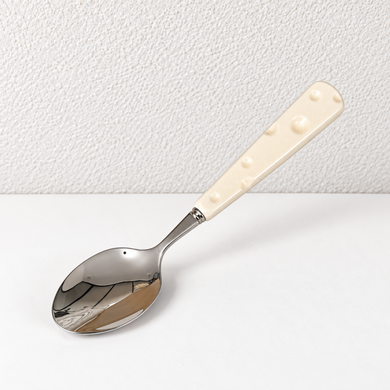 Cheese-Pattern Flatware - Ceramic Handles and Polished Heads