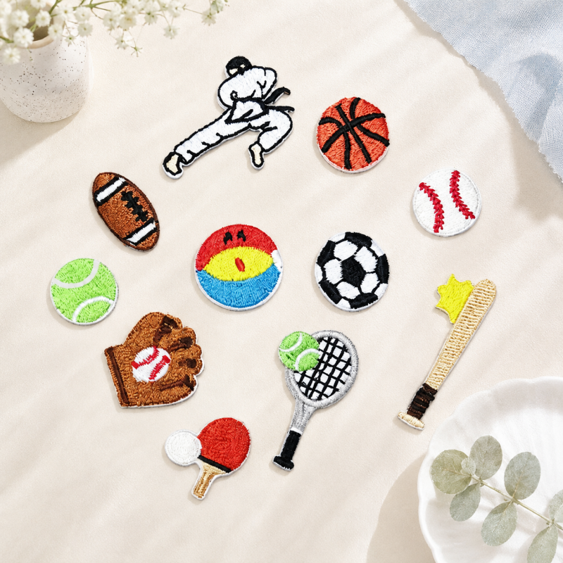 CouldNook Sports Embroidered Patch - Ball and Game Motif Options