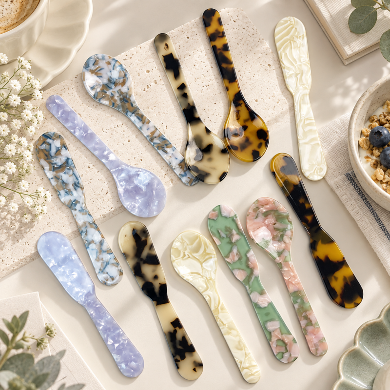 CouldNook Acetate Dessert Utensil - Marbled Spoon and Knife Options