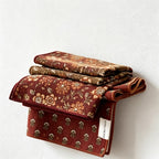 CouldNook Printed Tea Towel - Floral Blue and Brown Patterns