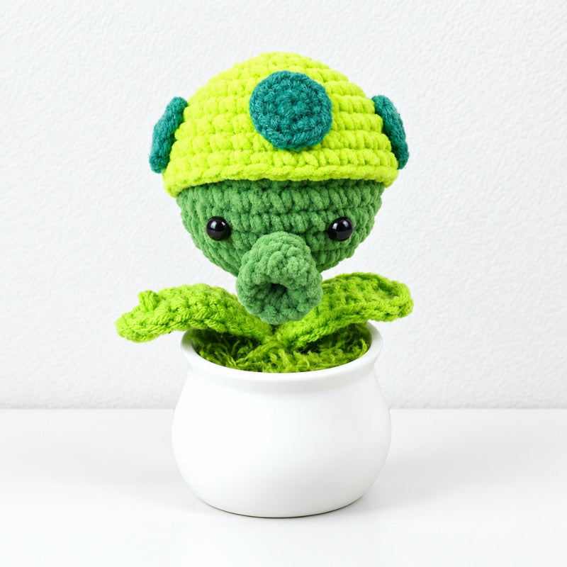 CouldNook Crocheted Character Pot Ornament - Colorful Figures And White Pots