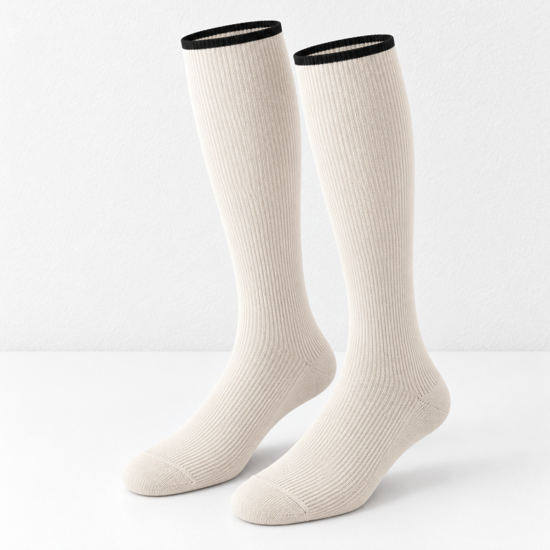 CouldNook Ribbed Calf Socks - Contrast Top Trim