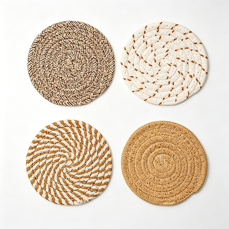 CouldNook Woven Round Drink Coaster - Warm Table Accent
