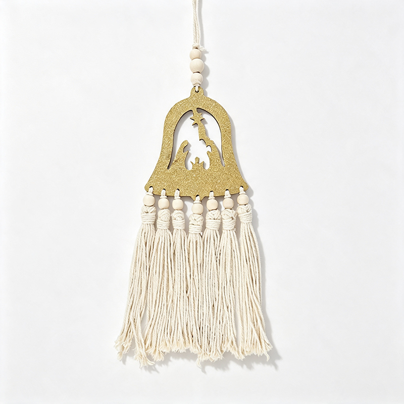 CloudNook Nativity Bell Ornament‑Boho Tassel Wall Decor