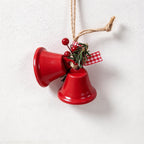 CouldNook Christmas Bell Ornament - Checkered Bows and Greenery Accents