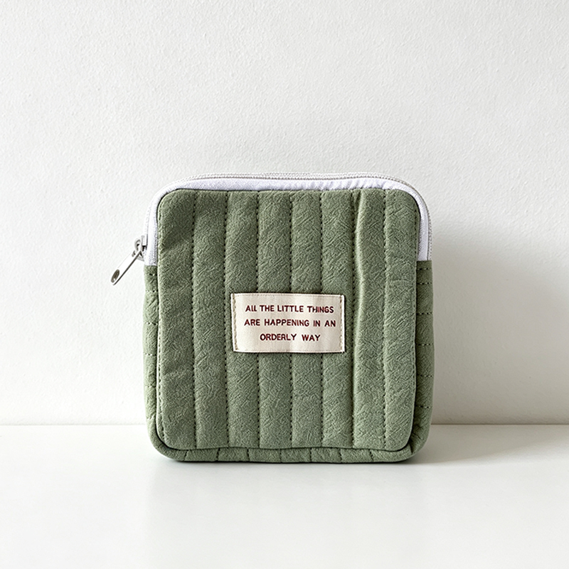CouldNook Quilted Cotton Mini Storage Pouch‑Zipper Cosmetic Makeup Bag