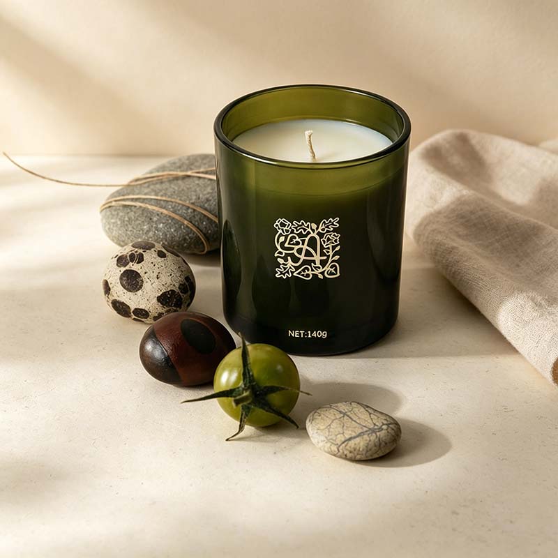 CouldNook Glass Jar Scented Candle - Foil Emblem And Dark Lidded Vessel