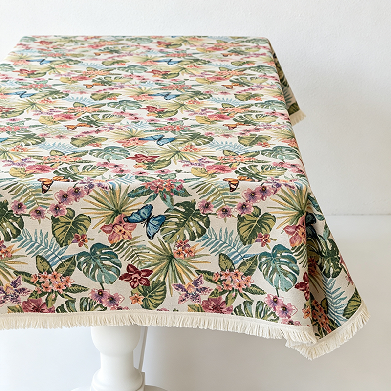 CouldNook  Linen Blend Jacquard Cloth Tablecloth - Warm Dining Accent