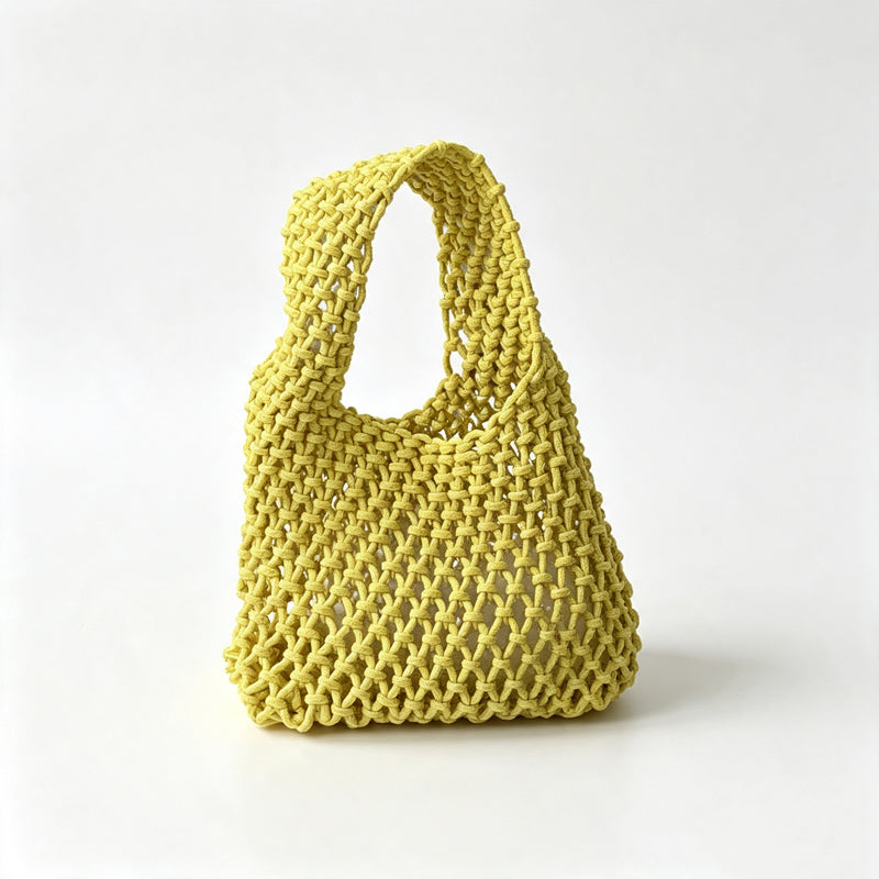 CloudNook Cotton Rope Woven Handbag‑Mesh Tote Bag