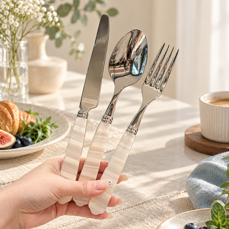 CouldNook Acrylic Handle Flatware - Pearlescent Dining and Serving Collection