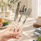 CouldNook Acrylic Handle Flatware - Pearlescent Dining and Serving Collection