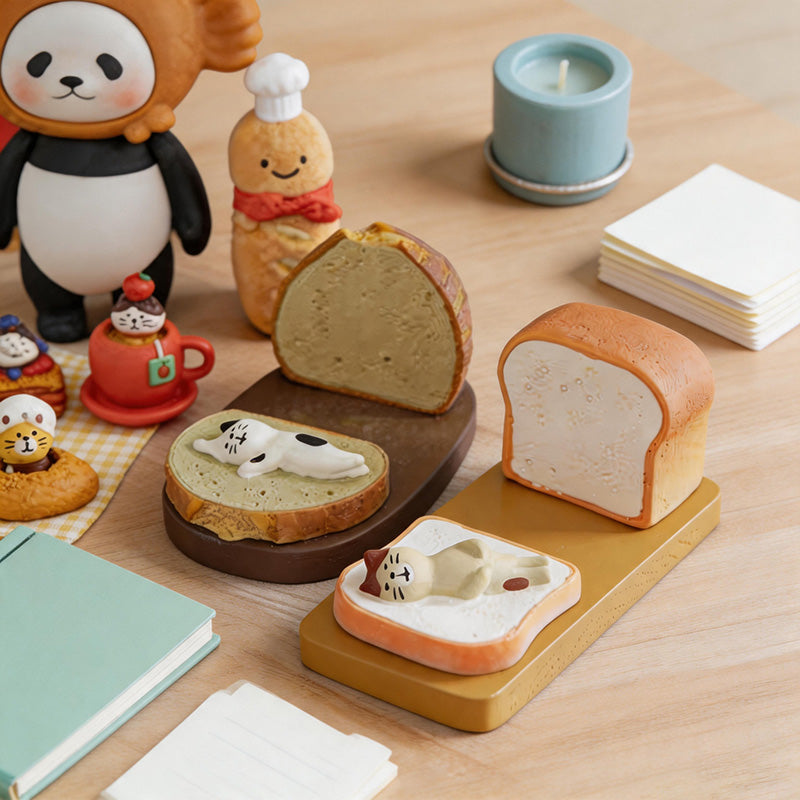 CouldNook Cute Cat & Bread Resin Phone Stand - Kawaii Desk Holder