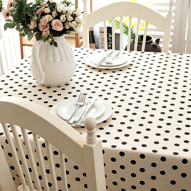 Modern Polka Dot Tablecloth - Minimalist Cotton-Blend Fabric for Home & Events