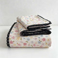 Lace Edge Flat Bed Sheet - Washed Cotton Bubble Gauze Cute Cartoon Printed Bed Cover