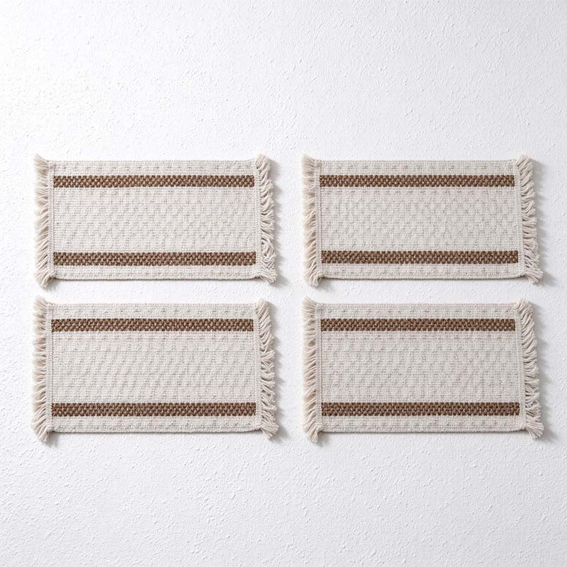 CouldNook Woven Placemat - Textured Patterns and Short Fringed Ends