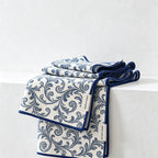 CouldNook Printed Tea Towel - Floral Blue and Brown Patterns