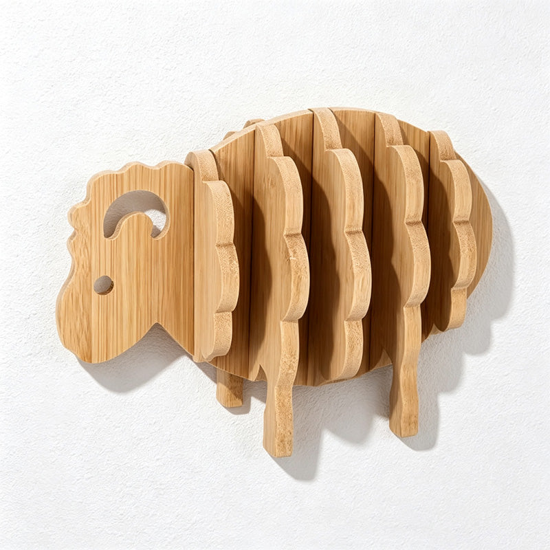 CouldNook Bamboo Animal Trivet Set - Small and Large Shapes