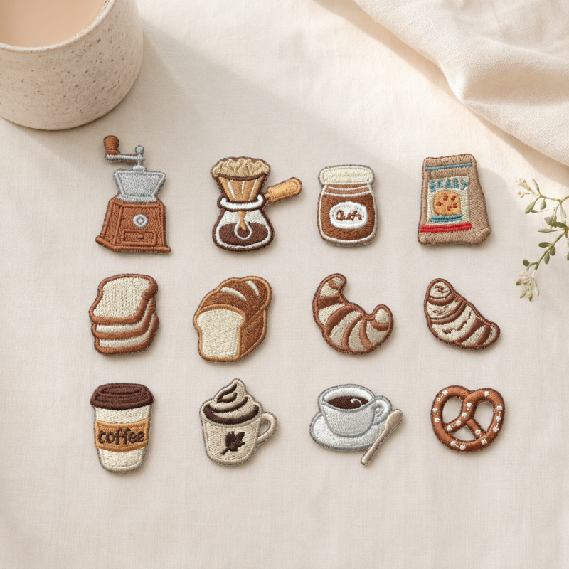 CouldNook Coffee Bakery Embroidered Patch - Iron-On Food Motifs