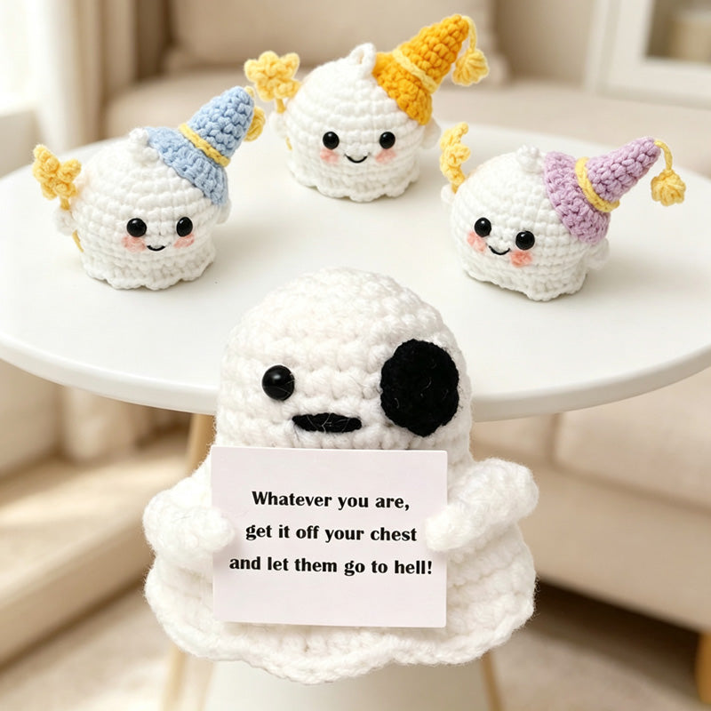 CouldNook Yarn Ghost Doll Keychain - Hat and Clasp Variations