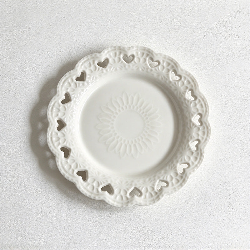 CouldNook Decorative Plate - Embossed Floral Rim Designs