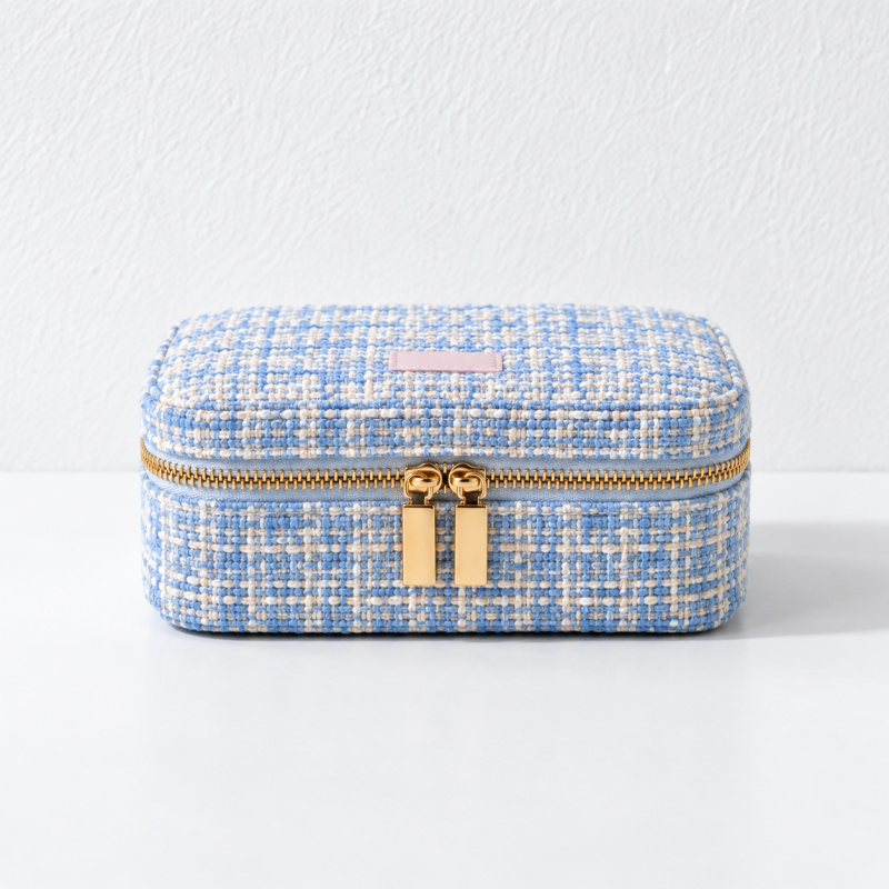 Woven Jewelry Box - Zip Closure and Divided Interior