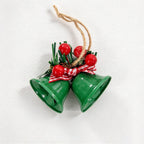 CouldNook Christmas Bell Ornament - Checkered Bows and Greenery Accents