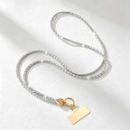 CouldNook Rhinestones Set Crossbody Phone Strap with Heart-Shaped Links