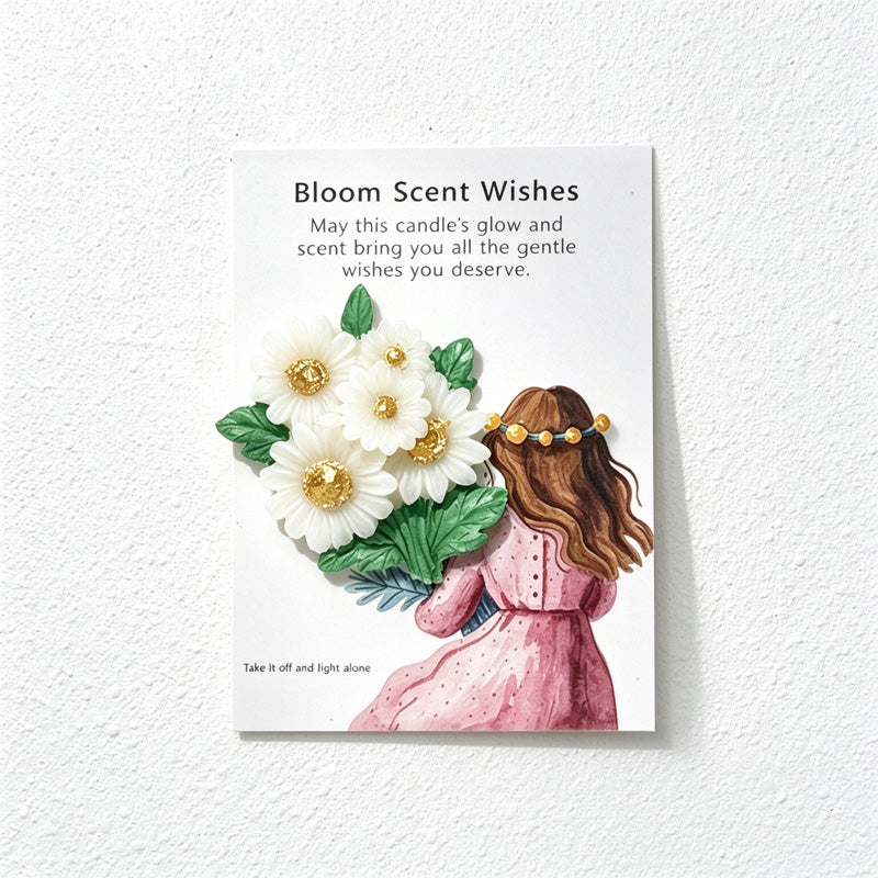 Flower Scented Candle Gift Cards with Raised Wax Blooms