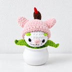 CouldNook Crocheted Character Pot Ornament - Colorful Figures And White Pots