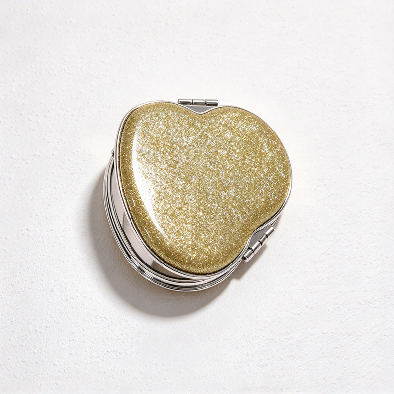 CouldNook Glitter Folding Compact Mirror - Hinged Case And Shaped Outline