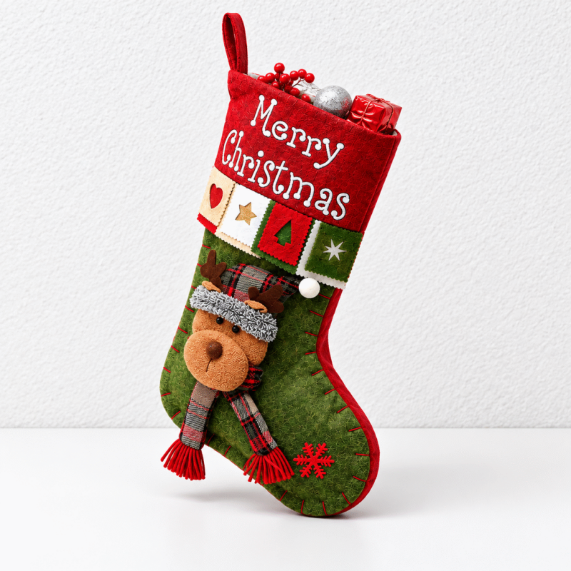 CouldNook Character Christmas Stocking - Raised Festive Face