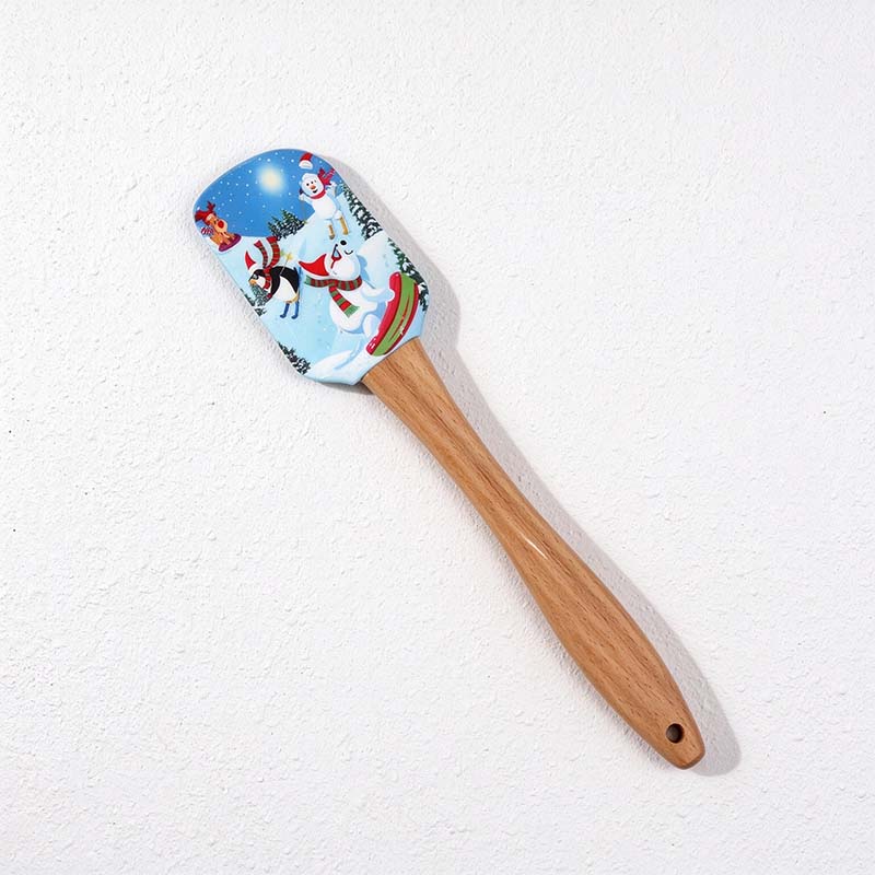 CouldNook Christmas Silicone Spatula - Printed Head and Beech Handle