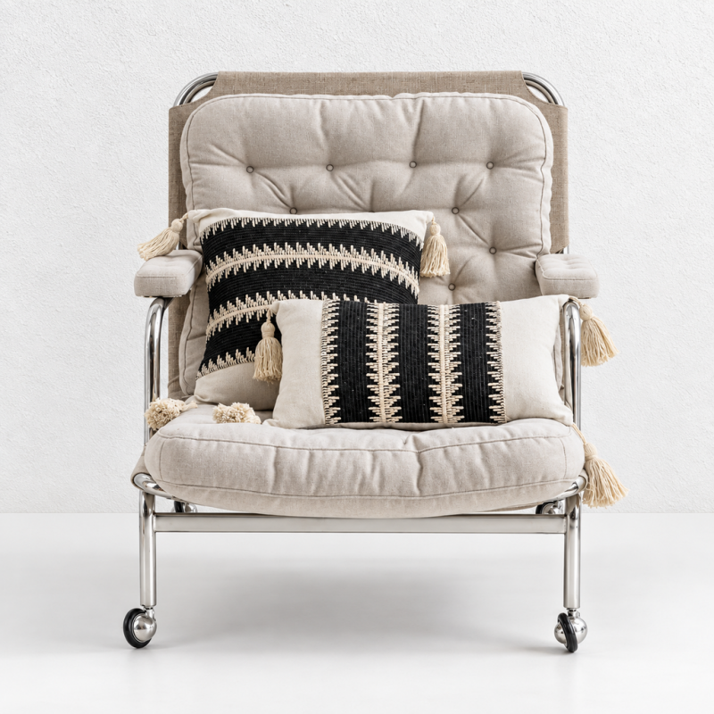 CouldNook Tasseled Cushion Cover - Woven Patterns And Four Corner Tassels