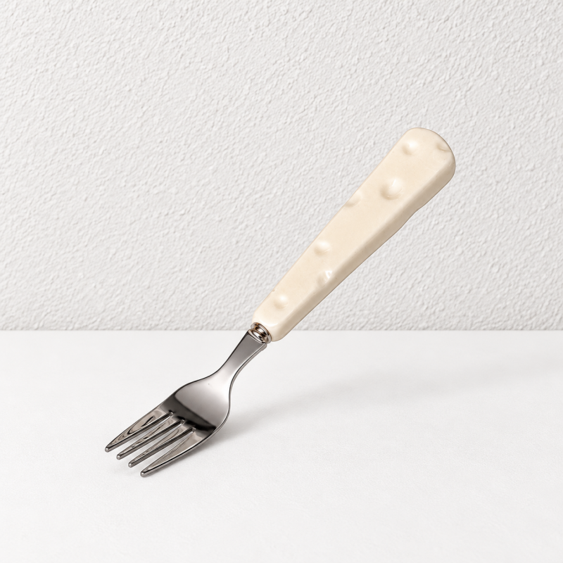 Cheese-Pattern Flatware - Ceramic Handles and Polished Heads