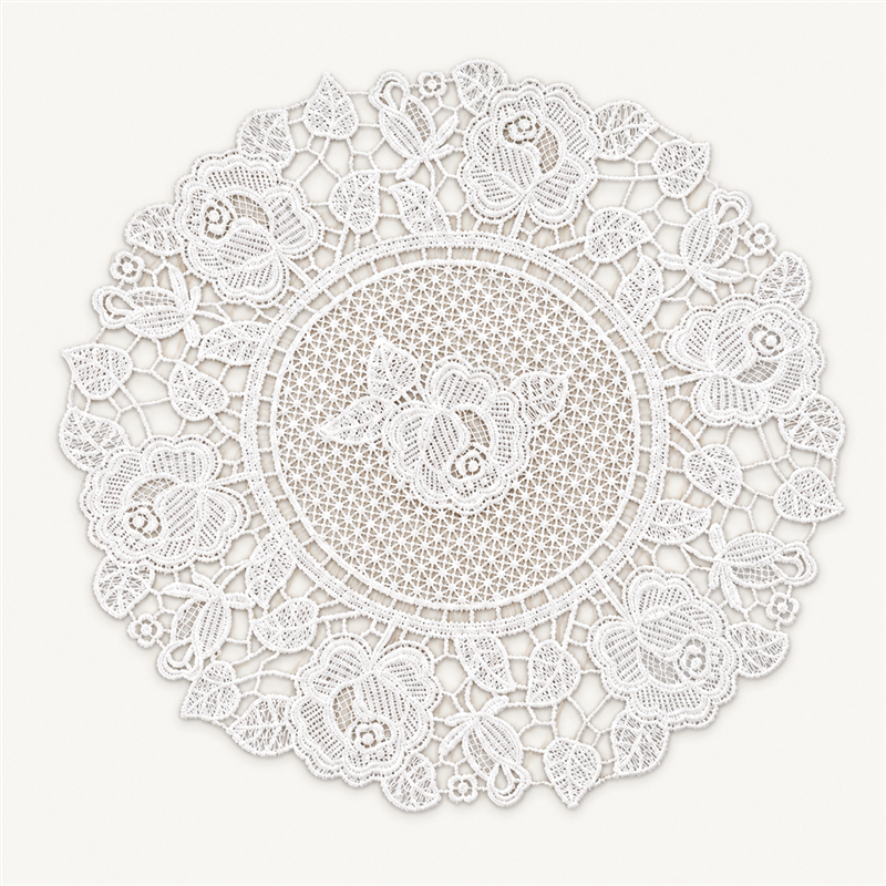 CouldNook Round Embroidered Lace Placemat - Floral Design Size Range