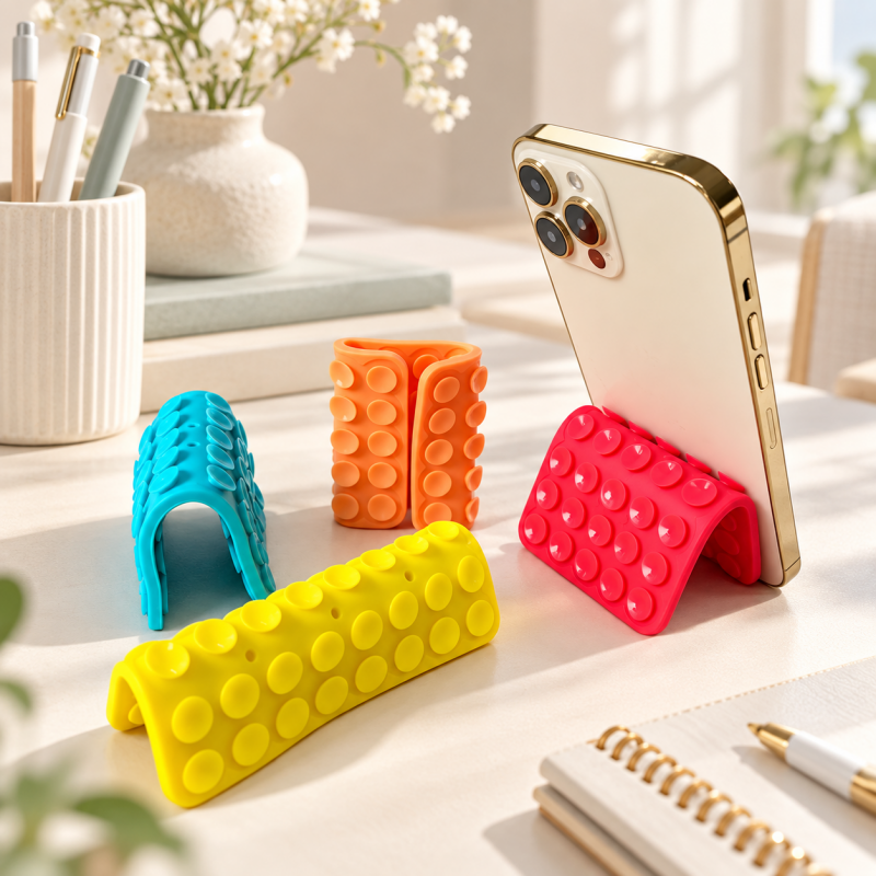 CouldNook Flexible Suction Phone Stand - Double-Sided Cups and Bendable Rectangular Body