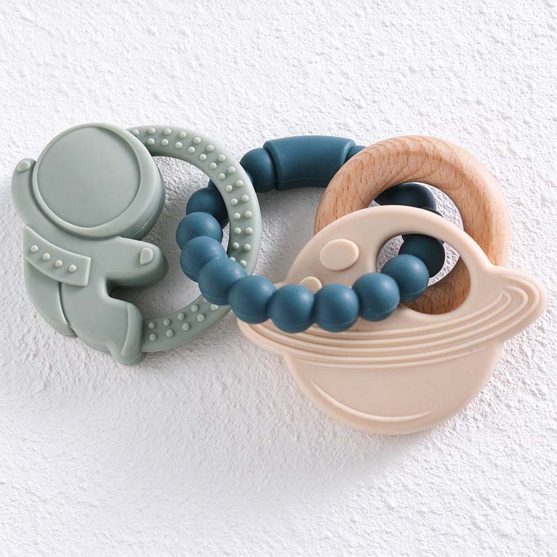 CouldNook Beaded Teether - Textured Space Leaf and Animal Shapes