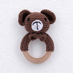 CouldNook Crochet Animal Rattle - Wooden Ring and Textured Figure