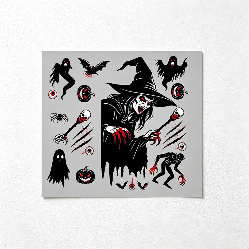 CouldNook Halloween Spooky Static Window Clings‑Reaper Skeleton Ghost Pumpkin Decor