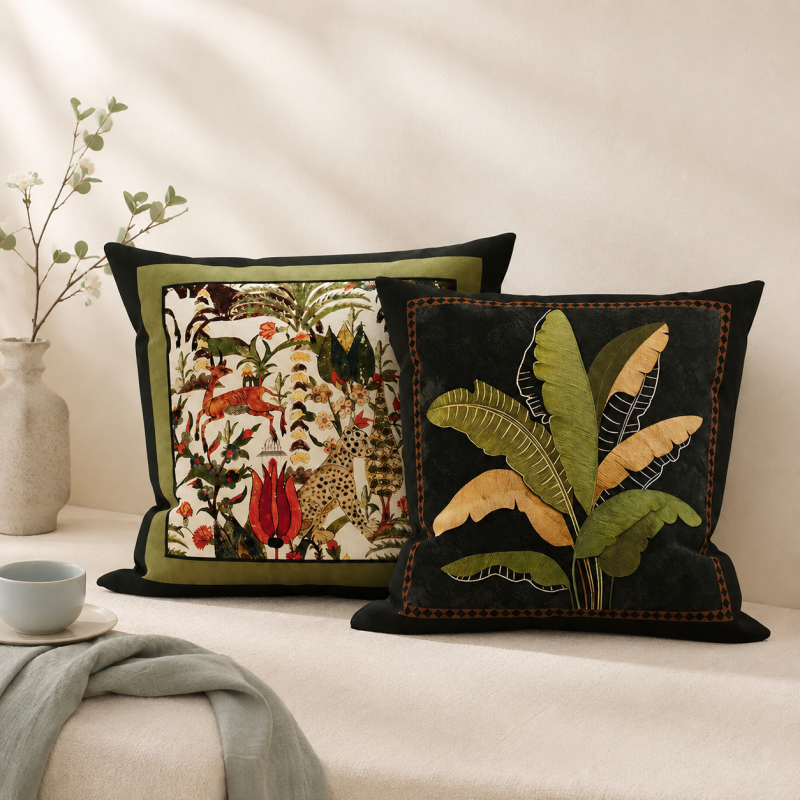 CouldNook Botanical Decorative Pillow Cover - Dark Framed Artwork