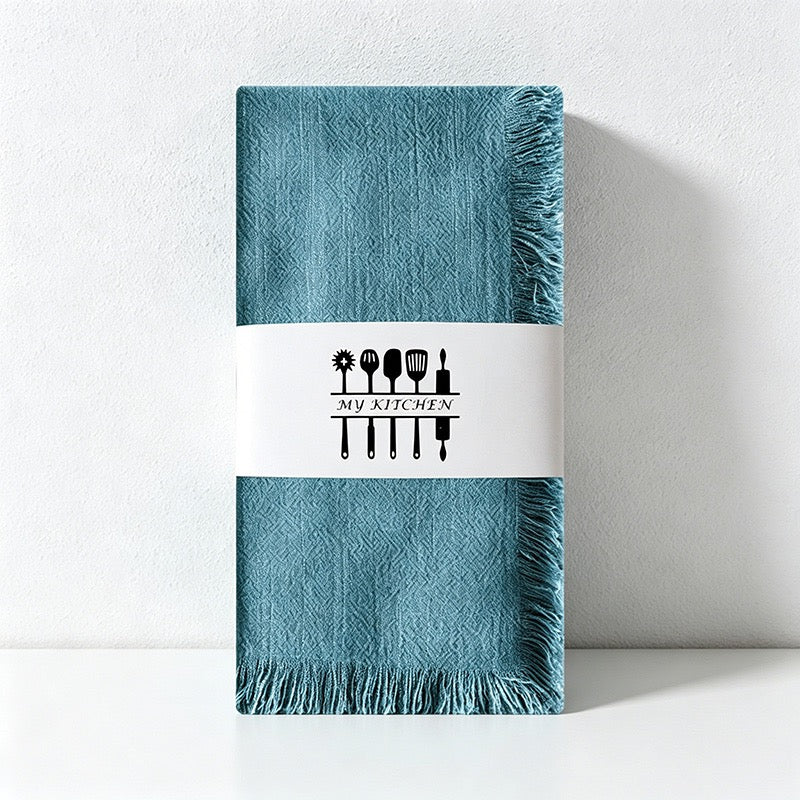 CouldNook Fringed Cotton Linen Napkin - Rustic Wabi-Sabi Dining Cloth